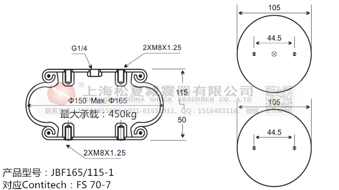 JBF165/115-1橡膠<a href='http://fhahmctj.cn/' target='_blank'><u>空氣彈簧</u></a>