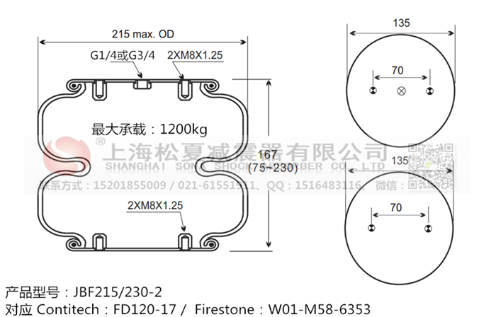 JBF215/230-2橡膠<a href='http://fhahmctj.cn/' target='_blank'><u>空氣彈簧</u></a>