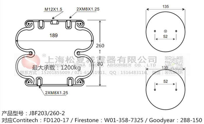 JBF203/260-2橡膠<a href='http://fhahmctj.cn/' target='_blank'><u>空氣彈簧</u></a>